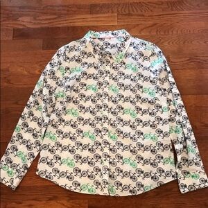 PREOWNED BICYCLE PATTERN BLOUSE LARGE JUNIORS?